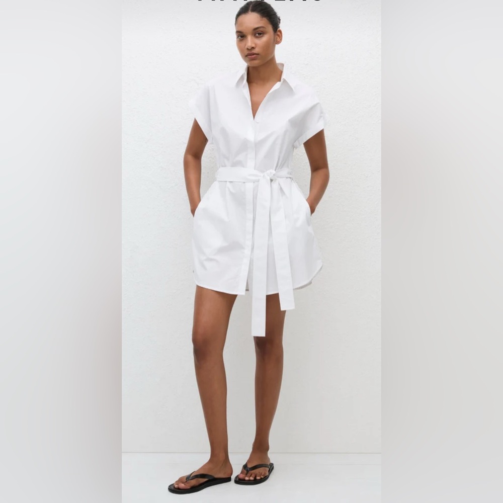 Matteau White Cotton Shirt Mini Dress, XS